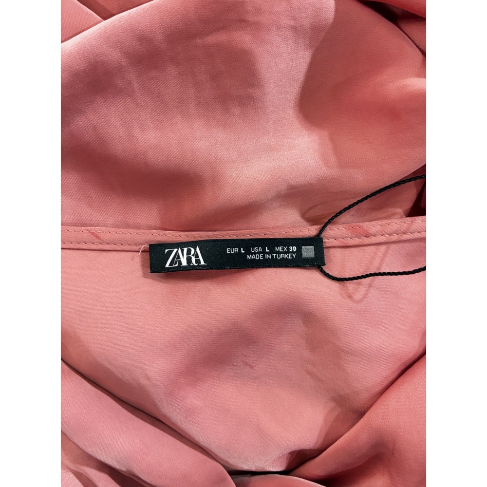 Zara Womens Satin Midi Slip Dress Rose Pink Side Button Slit Size L - Picture 4 of 9